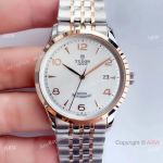 Swiss Grade 1 Tudor Geneve Rotor Self Winding Watch Two Tone Rose Gold White Face